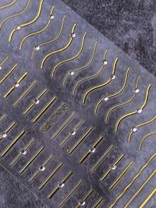 2 pièces Autocollants pour ongles avec lignes et rayures dorées et argentées. Décalcomanies d'ongles 3D à rayures métalliques avec des cristaux et des strass. Fournitures d'art pour manucure DIY autoadhésives pour femmes et filles, décoration des ongles - Multicolore - Voir 9