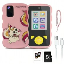 PoddyPony Educational And Outdoor Toys For 3-12 Years Boys And Girls Smart Phone Selfie Digital Kids Camera MP3 Music Player With Dual Camera 32G SD Card Include