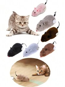 PETSIN 猫玩具发条老鼠造型玩具老鼠猫玩具上链赛车老鼠小猫毛绒玩具宠物猫户外小猫玩耍 - 彩色 - 查看 6