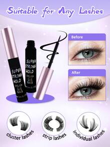 1支5毫升（0.17盎司）黑色睫毛胶，超强粘合剂，24小时持久，防水，不含乳胶，最佳睫毛胶，适用于睫毛嫁接，5毫升（0.17盎司），完美拉长并增强您的睫毛。 - 黑色 - 查看 5