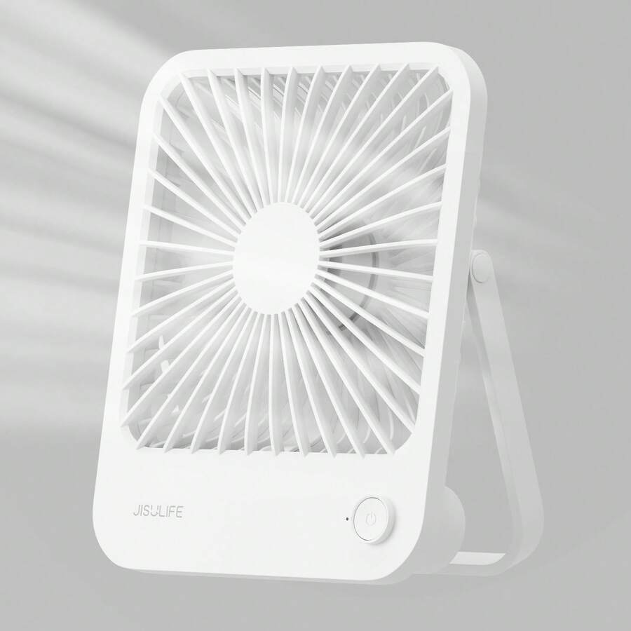 JISULIFE Portable Fan Battery Rechargable Fan,180°Foldable Personal Desk Fan, 4 Speeds Adjustable For Home Office Travel Outdoor - 白色 - 查看 1