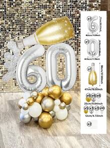 42pcs/Set 32-Inch Silver Foil Mylar Balloons Number Decor Kit For 18th, 20th, 21st, 30th, 40th, 50th, 60th, 70th, 80th Birthday Party, Giant Champagne & Beer Shaped Foil Balloons, 5-Inch Pearl White Bubble Balloons And 10-Inch Gold/Silver/White Balloon Bases, Create A Lively Birthday Party Celebration For Men, Suitable For Various Birthday Occasions - Multicolor - View 15