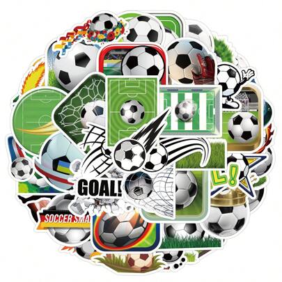 50 Stücke Fußball-Themen wasserfeste DIY kreative Aufkleber für Flaschen, Skateboard, Laptop, Telefon, Gitarre, Tasse, Reise, Motorräder, Auto DIY Geschenke und Dekorationen