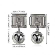 1pc Stainless Steel 9mm Watch Module Pendant Twelve Constellations Dripping Oil Series DIY Bracelet Module Bracelet Assembly Decorative Module Connector Watch Block Elastic Bracelet Assembly Accessories