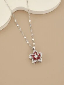 1 pièce Collier pour femmes en acier inoxydable avec design de fleur rotative à 5 pétales, idéal pour la Saint-Valentin, la mère, la fête des mères, en cadeau