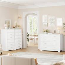 Tall Dresser For Bedroom, White Dresser, Modern 6 Drawer Dresser For Closet, 31.5" Wide Wood Chest Of Drawers, Vertical Dresser Chest Storage Cabinet For Living Room, Entryway, Hallway, White - trắng - Xem 3