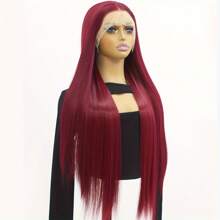 13X4 Burgundy Lace Front Wigs Synthetic Hair Lace Frontal Wig With Baby Hair Heat Resistant Synthetic Wigs For Women Wine Red Wig