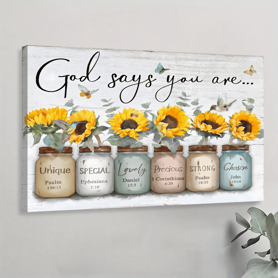 1pc Framed Canvas Poster, Inspirational Bible Verse Sunflower Wall Art Canvas Paintings, Ideal Gift For Bedroom Living Room Corridor, Wall Art, Room Decoration