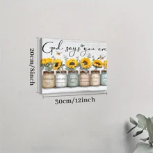 1pc Framed Canvas Poster, Inspirational Bible Verse Sunflower Wall Art Canvas Paintings, Ideal Gift For Bedroom Living Room Corridor, Wall Art, Room Decoration