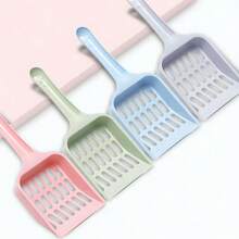 1 pieza Recogedor de arena para gatos de plástico PP - Sin necesidad de electricidad, duradero, fácil de limpiar, suministro de limpieza para mascotas, recogedor de arena para caja de arena de gato, recogedor de heces de gato con mango largo, recogedor de arena con agujeros grandes, herramienta de limpieza del inodoro para gatos, reutilizable, multicolor - Multicolor - Ver 6