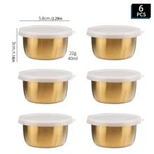 2/4/6pcs 304 Gold And Silver Stainless Steel Thickened Dipping Saucer With Lid For Sauces, Cheese And Tomato Dipping Sauces, Separating Dipping Saucers, Seasoning Dishes, Small Size And Easy To Clean, Room Utensils, Suitable For Barbecue, Hot Pot, Travel, Picnic,School Supplies - Silver - View 17
