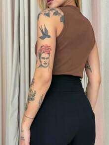 Women's Basic Ribbed Tank Top Ribana - 1rose 1vert militaire 1noir 1marron - Voir 7