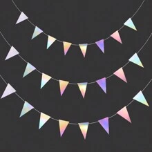 Colorful Star, Moon Shaped Bunting Garlands, Ramadan Atmosphere Decorations, Triangle Flag, Birthday Party Wedding Decor Supplies