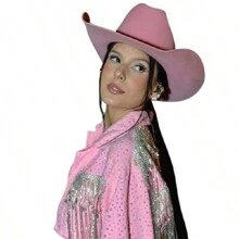 Country Hat For Men And Women, American Country Unisex, Traditional Band, Rodeo Party, Cowboy Show - 淺粉色 - 查看 2