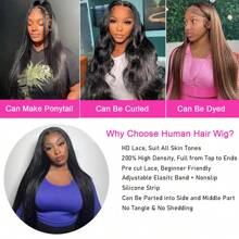 Straight Lace Front Wigs Human Hair 13x4 HD Transparent Lace Front Human Hair Wigs Brazilian Virgin Hair Lace Frontal Wig 200% Density Pre Plucked With Baby Hair Hairline