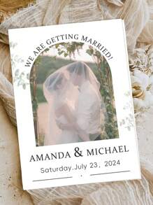 1 pieza Tarjeta de boda personalizable y personalizadoe, tarjeta de felicitaciones para recién casados, tarjeta de regalo de boda, agrega foto, agrega nombres, agrega fecha, viene con 2 opciones de sobres de color, decoración del Día de San Valentín, boda, recuerdos de fiesta de San Valentín, recuerdos de fiesta de Galentín