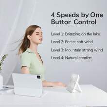 JISULIFE Portable Fan Battery Rechargable Fan,180°Foldable Personal Desk Fan, 4 Speeds Adjustable For Home Office Travel Outdoor - 白色 - 查看 3