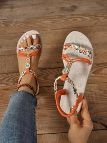 Plus Size Women Flat Sandals, New 2024 Summer EU/US Cross Border Woven Beach Sandals