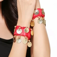 1 Pair Of Loud & Vibrant Belly Dance Wrist Coin Bracelets, Dance Costume Accessories, Belly Dance Jewelry Wristband, Dance Competition Pendant Bracelet, Folk Dance Performance Bracelet, Jewelry Wristband - Suitable For Performances And Festivals