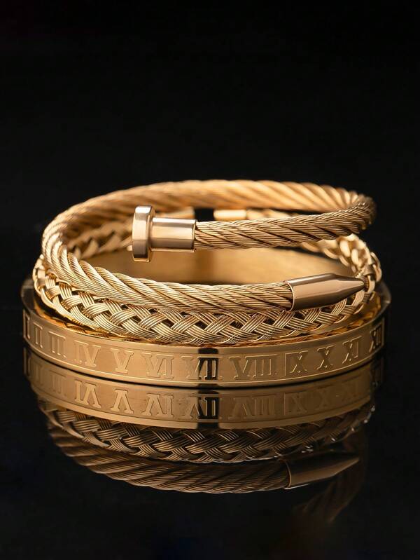 Nouveau bracelet tressé rétro en acier inoxydable, bijou unisexe au design de clous punk, bracelet à fil de câble pour superposition, convient pour fête, port quotidien et cadeau pour amis
