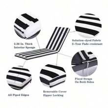 1PCSOutdoor Lounge Chair Cushion Replacement Patio Funiture Seat Cushion Chaise Lounge Cushion-Black/White Stripe