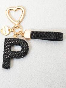 1pc Pink Soft Clay Letter Rhinestone Keychain, Cute Personalized Charm Pendant For Women, Bag, Car, Mothers, Friends, Valentine's Day Gift Valentines Car Accessories Bag Charm School Goth Y2k Bag Accessories Lanyards With Id Holder Car Accessories Bag Charms