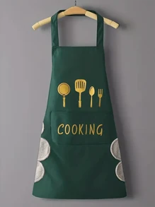 Waterproof And Breathable Kitchen Apron For Men And Women With Hand-wiping Cloth, Pocket And Stylish Design Perfect For Baking And Cooking, Home And Restaurant Use - Dark Green - View 15