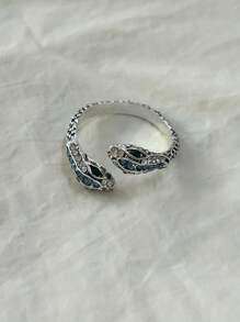 1 件复古创意朋克水钻蛇形可调节开口戒指，适合男士日常佩戴、派对、摄影、送给男朋友的生日礼物