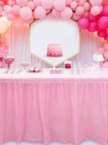 Blue And Pink , Plastic Tablecloth Set & Table Skirt 14FT Disposable Table Skirting Includes Table Cover For Rectangle Table, Wedding, Buffet, Birthday Party, Girl Baby Shower Decorations - Multicolor - View 5