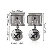 1pc Stainless Steel 9mm Watch Module Pendant Twelve Constellations Dripping Oil Series DIY Bracelet Module Bracelet Assembly Decorative Module Connector Watch Block Elastic Bracelet Assembly Accessories