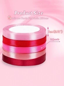 5/12 颜色 125/300 码缎带织物丝带丝绸带多色卷，2/5 英寸宽情人节丝带非常适合花束礼品包装、蝴蝶结制作工艺品、发饰、婚礼派对装饰情人节 - 彩色 - 查看 6