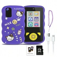 PoddyPony Educational And Outdoor Toys For 3-12 Years Boys And Girls Smart Phone Selfie Digital Kids Camera MP3 Music Player With Dual Camera 32G SD Card Include