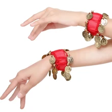 1 Pair Of Loud & Vibrant Belly Dance Wrist Coin Bracelets, Dance Costume Accessories, Belly Dance Jewelry Wristband, Dance Competition Pendant Bracelet, Folk Dance Performance Bracelet, Jewelry Wristband - Suitable For Performances And Festivals