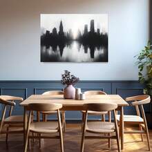 Framed Modern Black And White Canvas Prints,City Building Scenery Abstract Canvas Wall Art - White Wall Picture - Minimalist Decor Living Room Artwork For Walls Office Bedroom Bathroom Artwork For Wall Art Decor, Funny Artwork Room Decor For Teen Girls Home Office Framed Ready To Hang