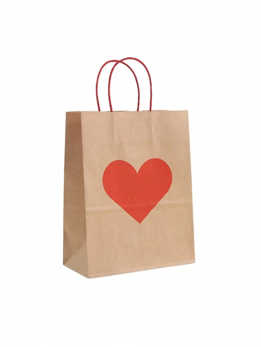 4/6/10/18 Stück herzförmige Geschenktüten aus Kraftpapier, Hochzeitsfeier Geschenktüten, Kraftpapier Tragetaschen, Einkaufstaschen, Party Geschenktüten, Geburtstags Geschenkverpackungstüten (Handfarbe zufällig) - Mehrfarbig - Übersicht 1
