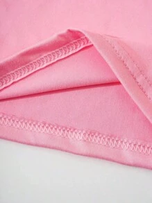 Camisa con estampado de letras para mujer Camiseta casual suelta con estampado gráfico Camiseta de moda casual - Rosa - Ver 4