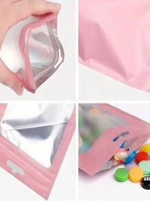 50pcs Self-Sealing Bags And 1pc Metal Round Ring DIY Diamond Painting Accessories, Colored Plastic Thin Film Self-Seal Bags For 5D DIY Artificial Diamond Painting Tools, Self-Adhesive Bags For Mosaic Cross Stitch Small Accessories, Beads Stringing Diamond Glue Stone Storage Seal Bags, Reusable Aluminum Foil Pouches For Crafts