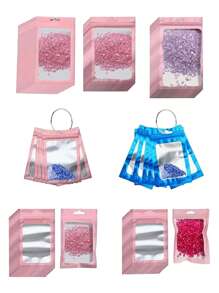 50pcs Self-Sealing Bags And 1pc Metal Round Ring DIY Diamond Painting Accessories, Colored Plastic Thin Film Self-Seal Bags For 5D DIY Artificial Diamond Painting Tools, Self-Adhesive Bags For Mosaic Cross Stitch Small Accessories, Beads Stringing Diamond Glue Stone Storage Seal Bags, Reusable Aluminum Foil Pouches For Crafts