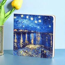 1pc Van Gogh Painting Stamp Blank Notebook Organizer, Spiral Bound And Portable, Floral Designs With Rose, Sunflower, Plum Blossom, Landscape Patterns, Creative Gift, Festival Accessory, Party Supply, School Supplies,Back To School