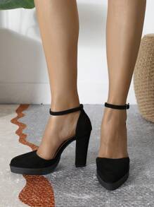 New Spring/Summer Dopamine High Heels Women, 10cm Chunky Heel Waterproof Platform Closed Toe Sandals, Sexy Strap Buckle Party/Pageant Dress Shoes
