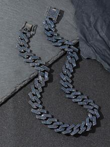 1pc Fashionable Bling Rhinestone Hiphop Necklace, Suitable For Men And Women, Daily Wear, Great Gift For Christmas, New Year, Valentine's Day, Holiday - Multicolor - View 3