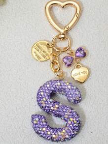 1个可爱粉色软粘土字母水钻钥匙扣，可个性化定制，可作包包挂件、汽车钥匙扣、心形装饰，是送给妈妈、朋友、情人节的绝佳礼物，也可作汽车配件、包包挂饰、背包挂件、哥特风Y2K风格挂绳、带证件夹的挂绳、汽车配件、包包挂饰、圣诞节汽车配件、教师、姐妹礼物创意 - 紫色 - 查看 11