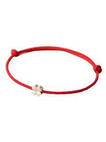 HuooNew 1 pièce Bracelet tressé en corde rouge avec charm trèfle simple en argent sterling 925, ajustable, convient pour un port quotidien