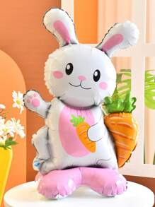 2pcs Rabbit With Carrot Base Standing Balloon, Cute For Easter, Birthday Party Decorations, Foil Balloon - Multicolor - View 4