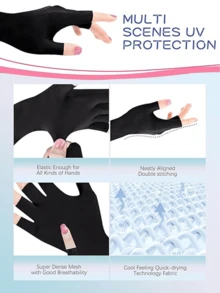 1 paire de gants mi-doigts pour femmes avec protection UV, convenant pour la manucure ou le port extérieur. Gants de protection solaire fins et élastiques. Gants courts en fibres de polyester de couleur unie avec doigts partiellement exposés.