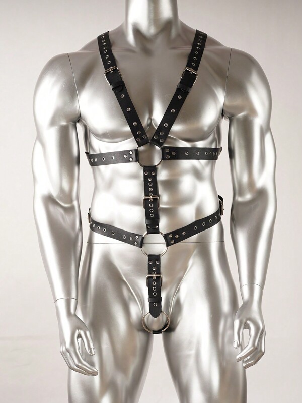 1 Stück Leder-Unterwäsche-Ganzkörper-Schnürmieder für Herren, Herren-String und Leder-Oberteil, Herren-Schnürmieder