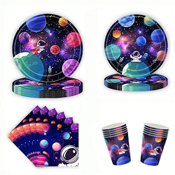 10 Stück/20 Stück Weltraum-Themen Party Zubehör, Astronauten-Themen Partydekoration, Astronauten Pappteller, Servietten, Weltraum-Themen Party Geschenke, für Weihnachtsfeier Verkauf