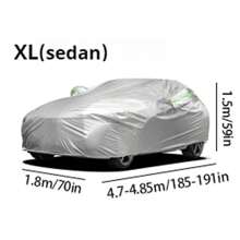 Thicker 190T Silver Coated Waterproof And Dustproof Car Cover With Reflective Strip, Full Car Protection Against Sun And Rain