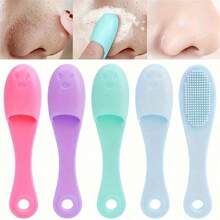 1pc Gentle Silicone Nose Brush Massage Scrubber With Portable Exfoliating And Pore Cleansing Beauty Tool, For Smooth And Delicate Skin - Fragrance-Free And Easy To Clean - Multicolor - View 1