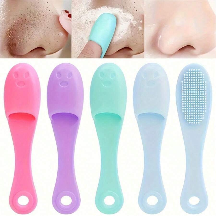 1pc Gentle Silicone Nose Brush Massage Scrubber With Portable Exfoliating And Pore Cleansing Beauty Tool, For Smooth And Delicate Skin - Fragrance-Free And Easy To Clean - Multicolor - View 1